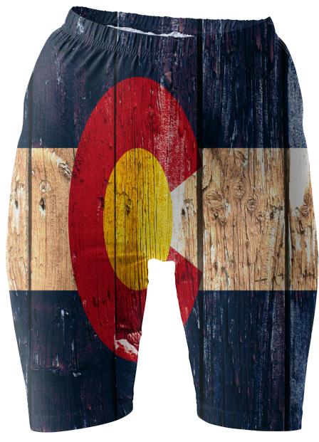 Rustic wood Colorado flag bike shorts