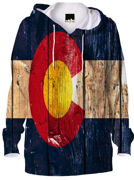 Rustic wood Colorado flag hoodie
