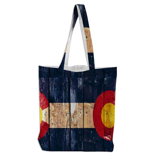 Rustic wood Colorado flag reusable bag