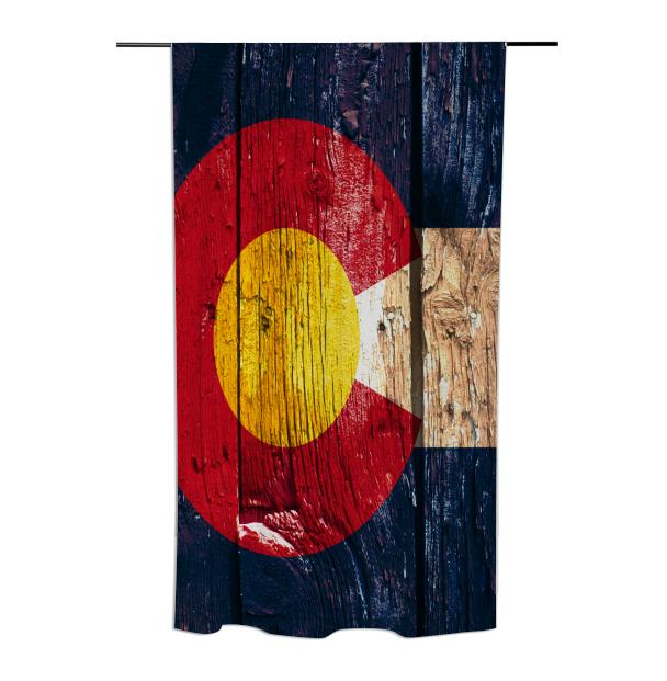 Rustic wood Colorado flag curtain