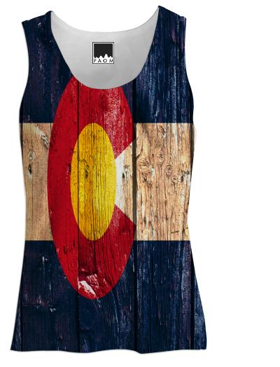 Rustic wood Colorado flag womens tank top