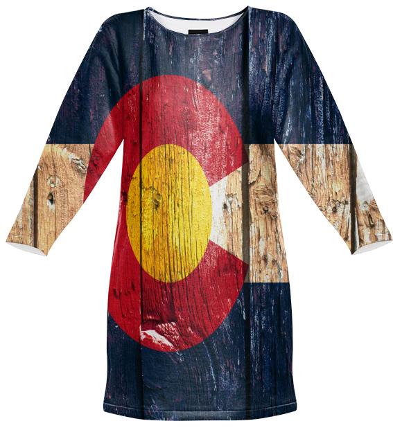 Rustic wood Colorado flag sweatshirt dress