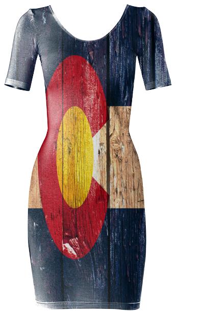 Rustic wood Colorado flag bodycon dress