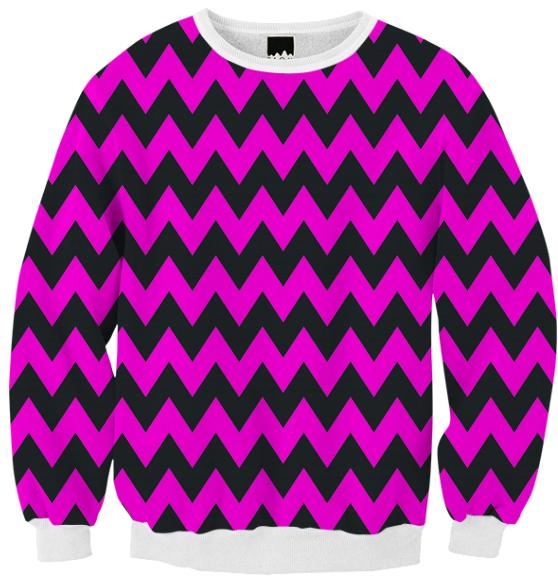 Neon pink black chevron sweatshirt