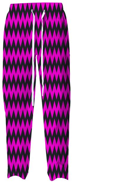 Neon pink black chevron pajama pants