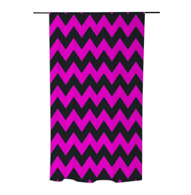 Neon pink black chevron curtain