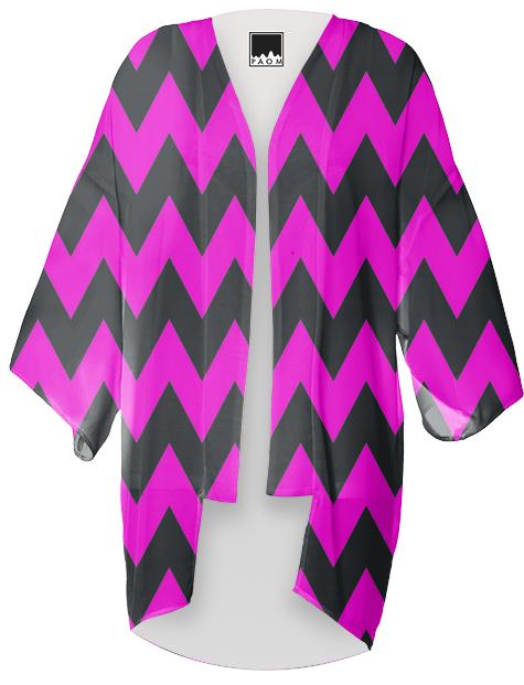 Neon pink black chevron kimono