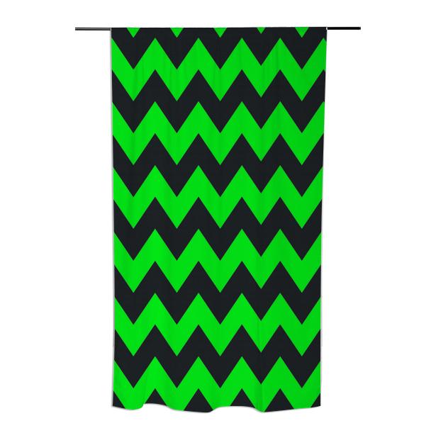 Neon green black chevron curtain
