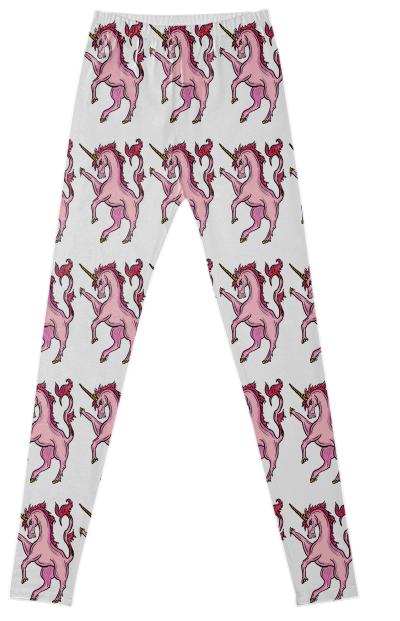 Pink unicorn drawing leggings