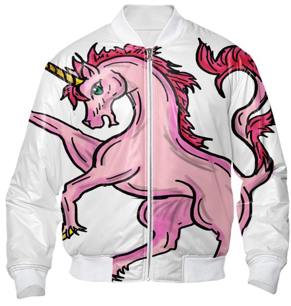 Pink unicorn drawing bomber jacket