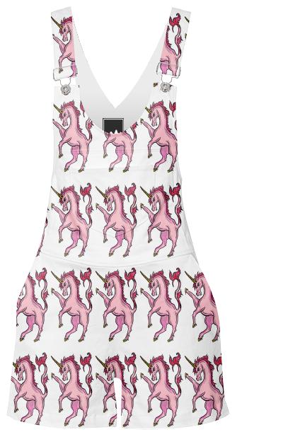Pink unicorn drawing shorts overalls