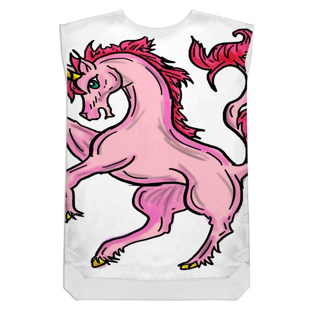 Pink unicorn drawing shift dress