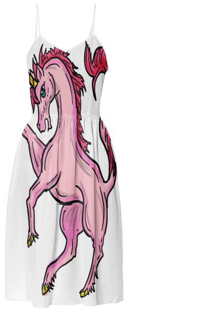 Pink unicorn drawing dress