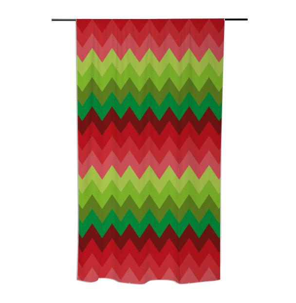 Red green Christmas chevron pattern curtain