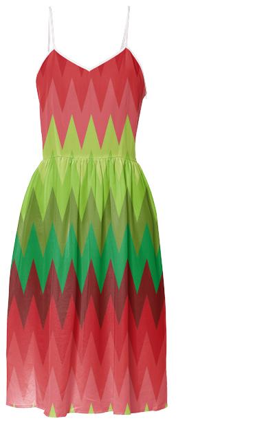 Red green Christmas chevron pattern dress
