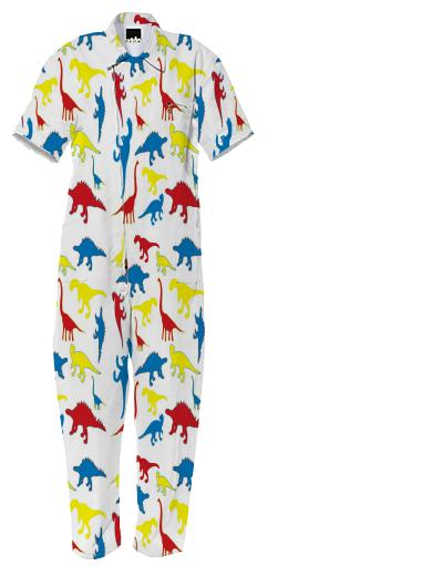 Red yellow blue dinosaurs jumpsuit