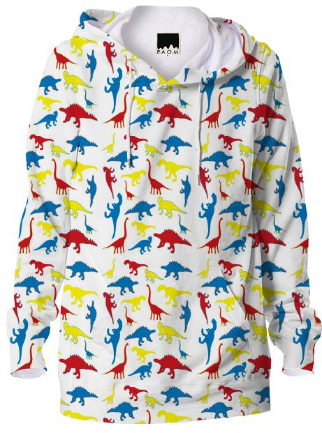 Red yellow blue dinosaurs hoodie
