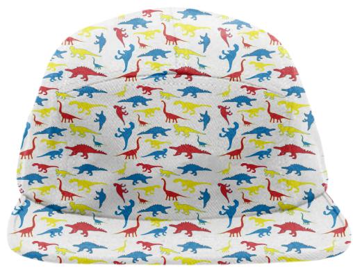 Red yellow blue dinosaurs hat