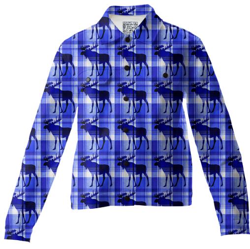 Rustic blue plaid moose twill jacket