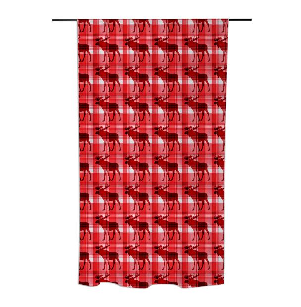 Rustic red plaid moose curtain