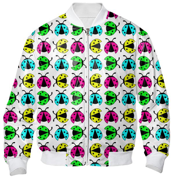 Neon ladybugs bomber jacket