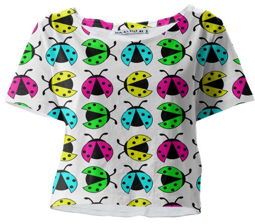 Neon ladybugs crop tshirt