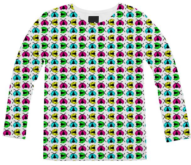 Neon ladybugs long sleeve shirt