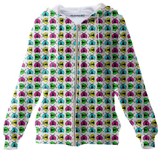 Neon ladybugs zip hoodie