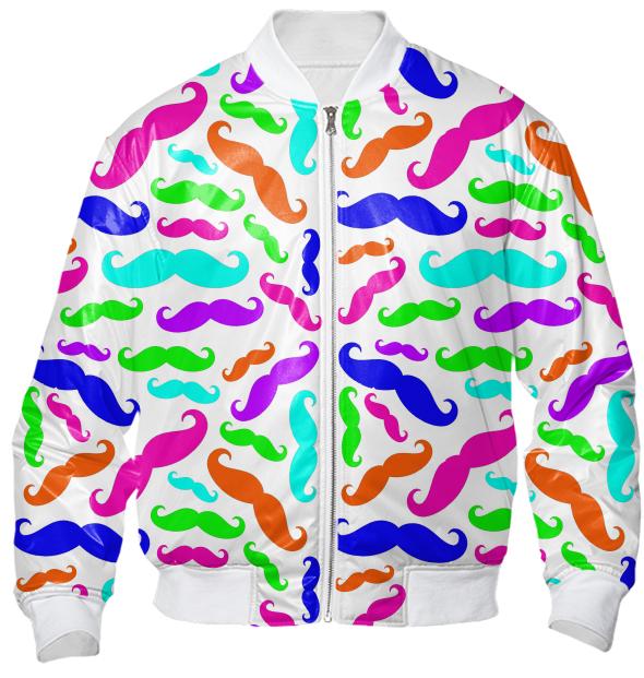 Neon mustaches bomber jacket