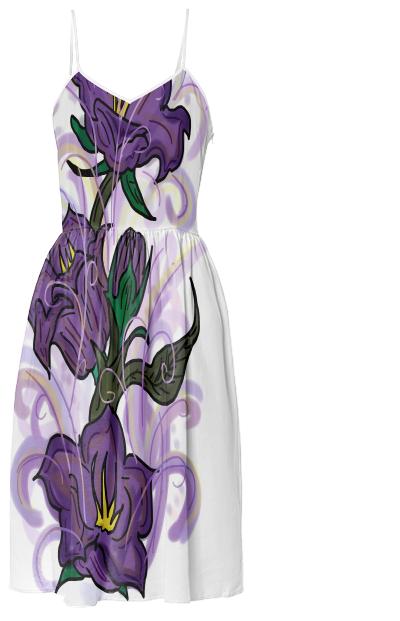 Purple flowers drawing dress
