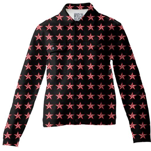 Red black tattoo star twill jacket