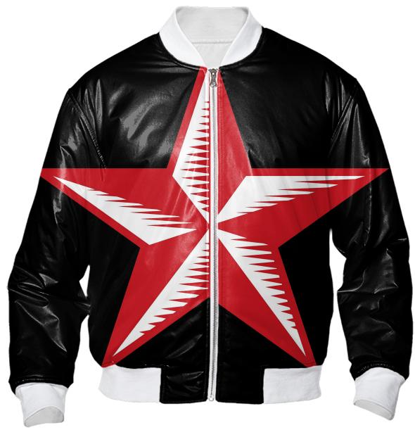 Red black tattoo star bomber jacket