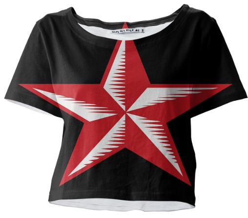 Red black tattoo star crop tshirt