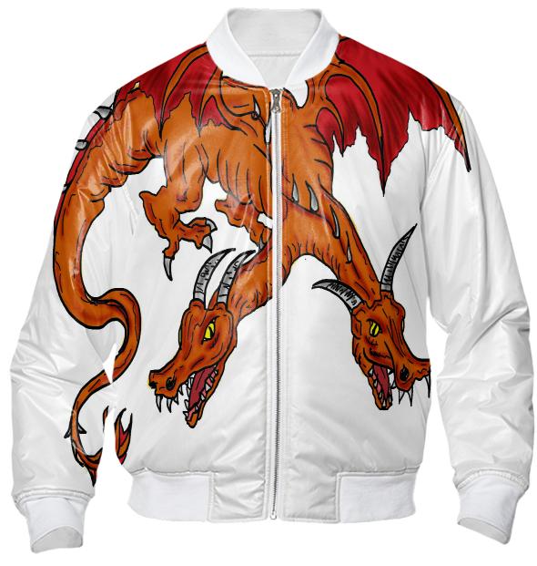 Orange double headed dragon bomber jacket
