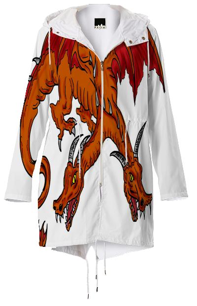 Orange double headed dragon raincoat