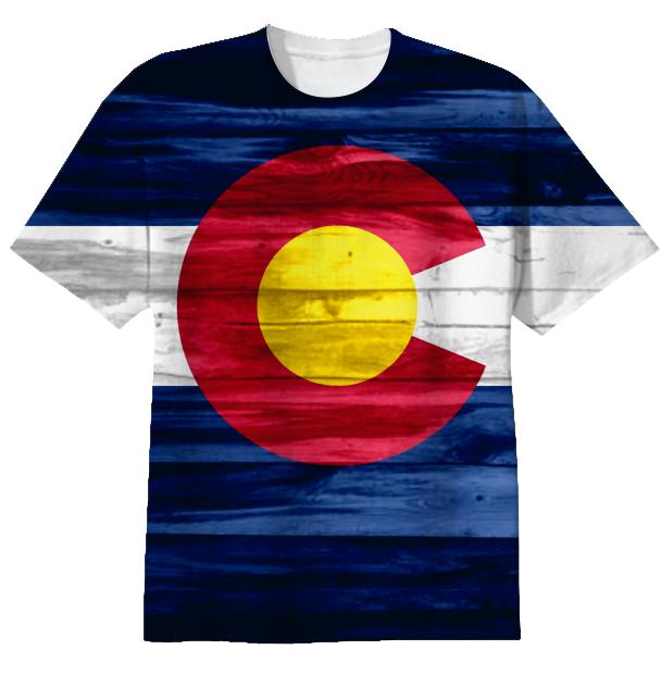Wood Colorado flag tshirt