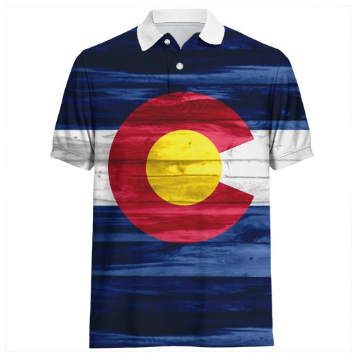 Wood Colorado flag polo shirt
