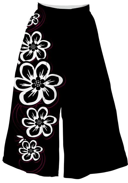 Messy black white pink flowers skirt shorts