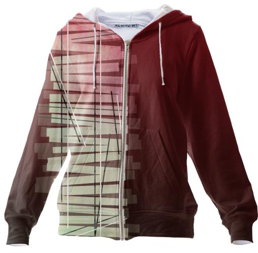 Red grunge scratch zip hoodie