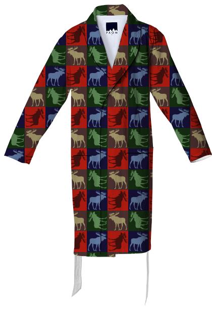 Colorful rustic moose four square cotton robe