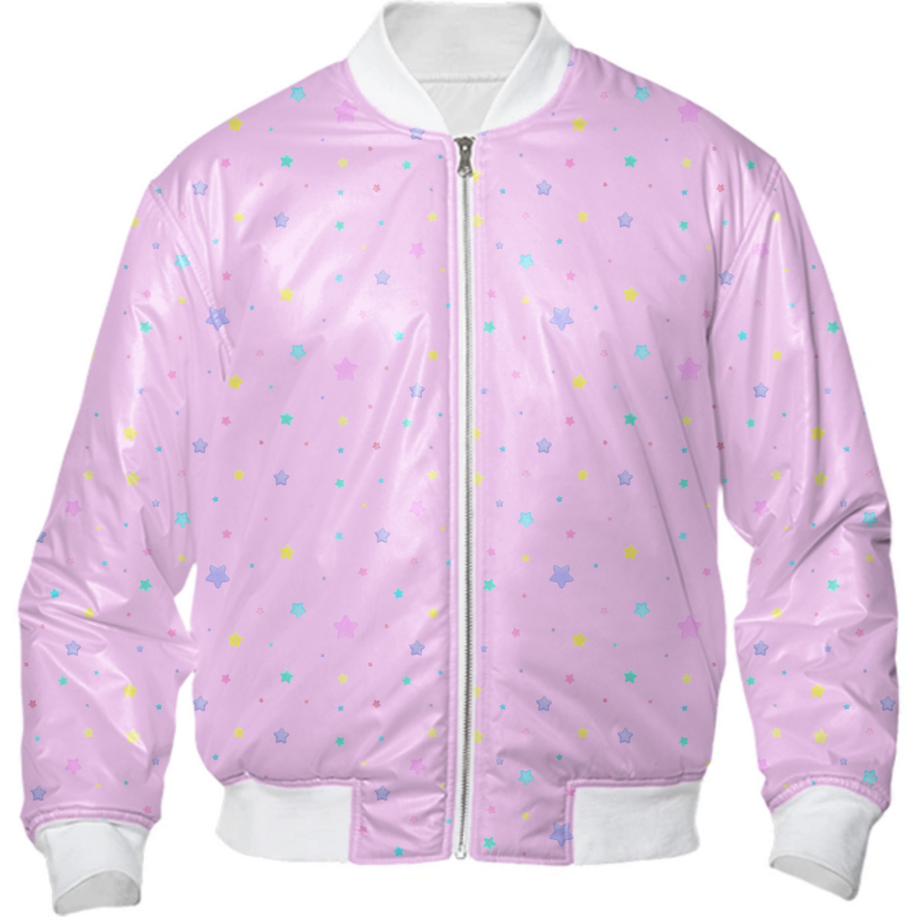 Soft Pastel Stars Bomber Jacket (pnk)