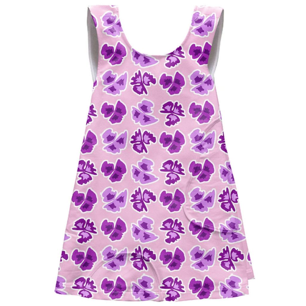 Purple butterfly leaves apron dress