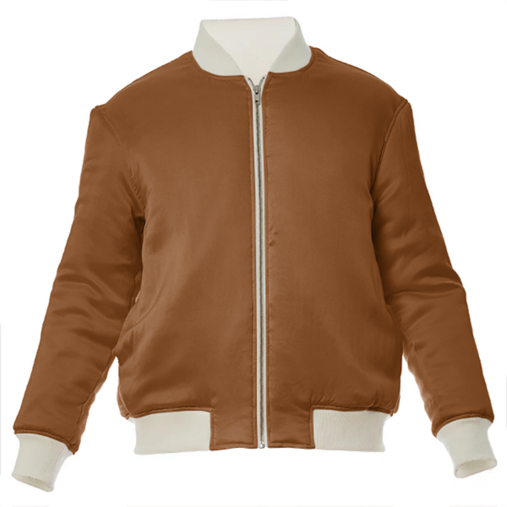 color saddle brown VP silk bomber jacket