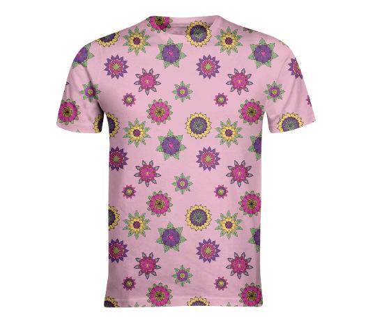Pink Floral Mandala T shirt
