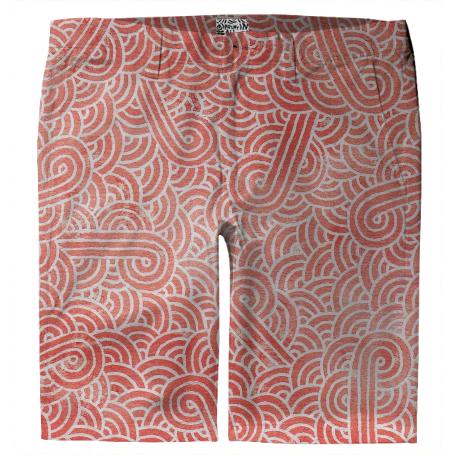 Peach echo and white swirls doodles Trouser Shorts