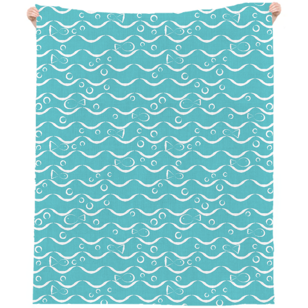 Sea and Fish Linen Beach Throw