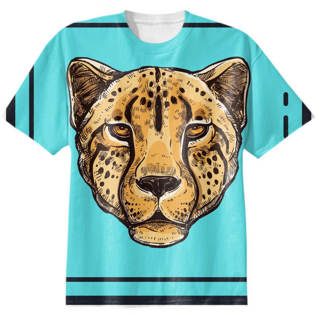 Leopard Face In A Blue Frame T-Shirt
