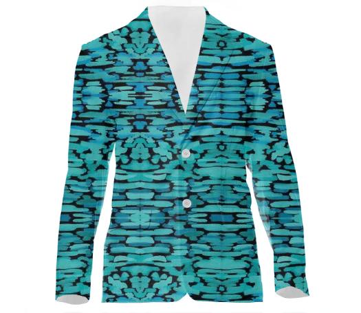 Turquoise Ikat Suit Jacket by Amanda Laurel Atkins