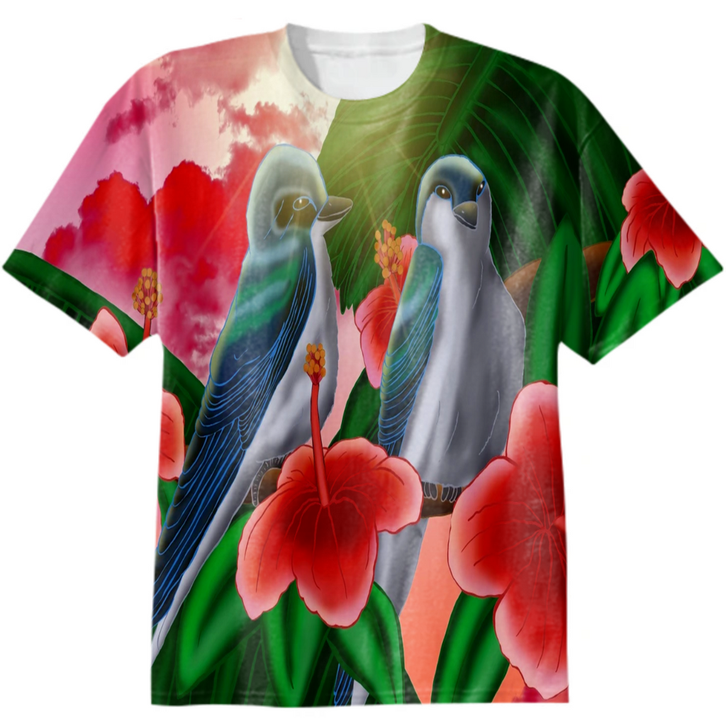 Blue and White Birds