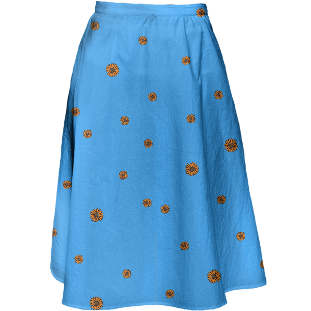 sunflowers on blue skirt